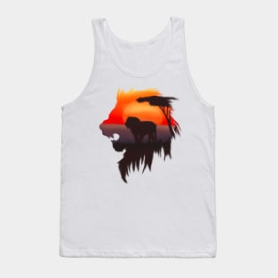 Lonely Sunset - Lion (Digital Drawing) Tank Top